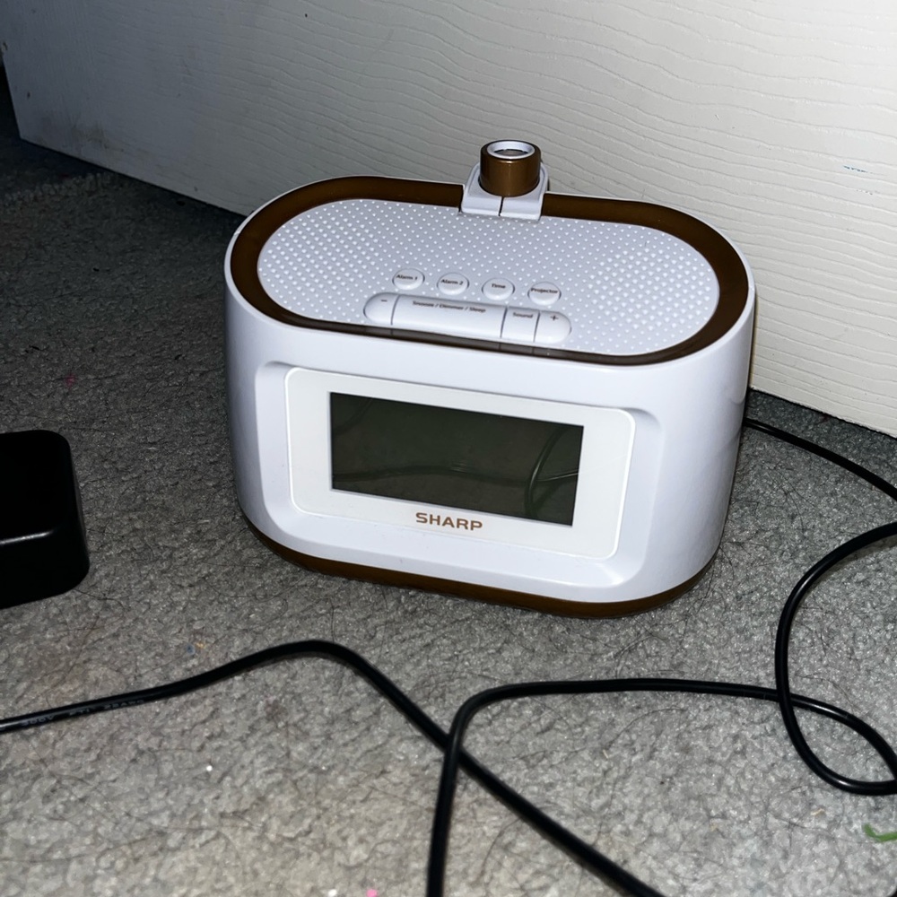 White and Gold Portable Alarm Clock